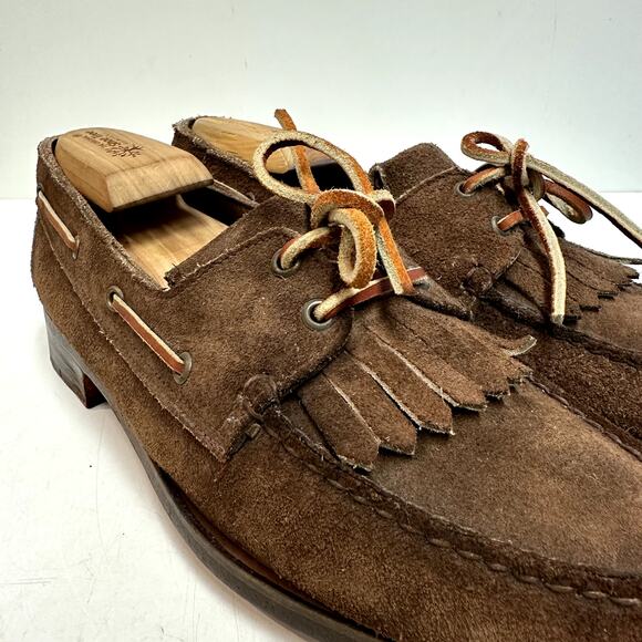 Rancourt & Co x Polo Ralph Lauren Brown Suede Kiltie Moc Loafer Bench Made USA 9 - Picture 7 of 12